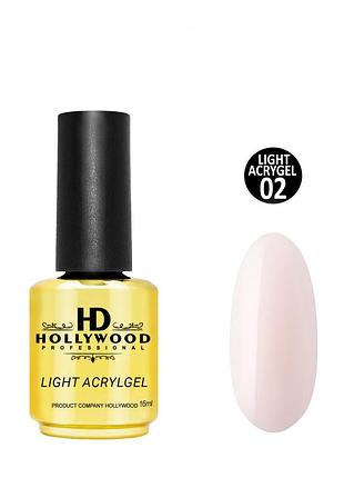 Рідкий акригель light acrygel 02 молочно-рожевий hd hollywood