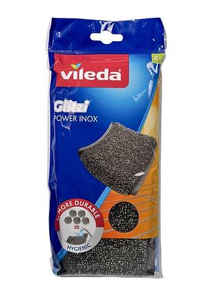 Губка металлическая vileda glitzi power inox очистка, свежесть и чистота, 2 шт