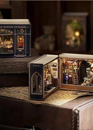 Мініатюра будиночок helevorn school of magic 3d — конструктор, ляльковий будинок, diy набір із підсвіткою, магічна школа,