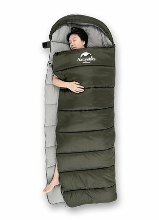 Спальник з капюшоном naturehike u350 nh20msd07, (1 °c), праворуч, зелений капюшон.