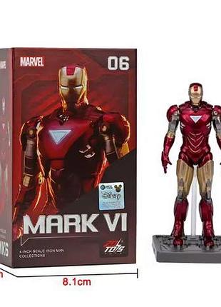 Колекційна екшн-фігурка залізної людини марвел mark vl. action figure marvel iron man mark 06, 11 см у коробці, колекційна модель