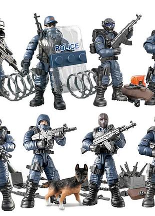 Набор фигурок спецназовцев swat с экипировкой и оружием. игровые военные солдатики с аксессуарами military special forces action