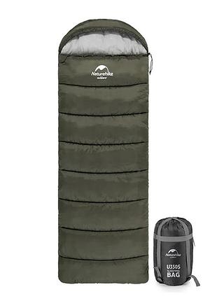 Спальник с капюшоном naturehike u150 nh20msd07, (11 ° c), слева, зеленый капюшон.