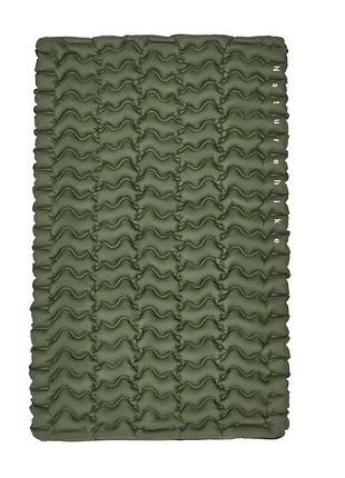 Матрас туристический надувной двухместный naturehike cnk2550ws019, 200х125х6.5 см, зеленый, для кемпинга с мешком для надува.