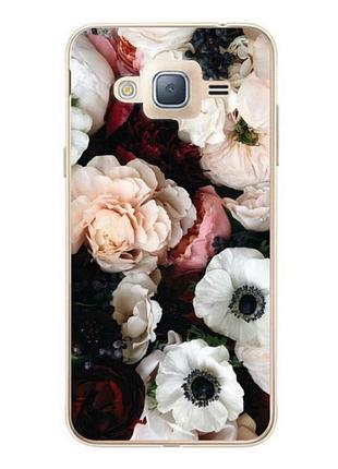 Силиконовый чехол для samsung j7 neo galaxy j701 с рисунком белые маки