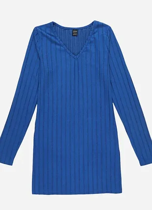 Стильное трикотажное платье-туника shein в рубчик