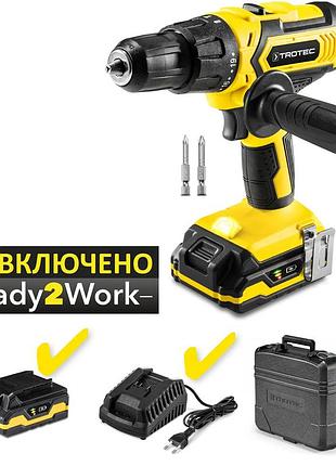 Дрель-шуруповерт аккумуляторная ударний trotec phds 11-20v + кейс (4410000502)