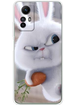 Чехол силиконовый с картинкой на xiaomi redmi note 12s (кролик снежок)
