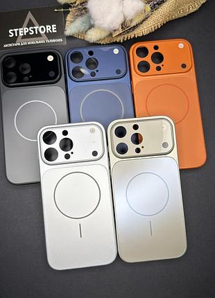 Чехол для iphone 16 pro max с magsafe и линзами на камеру стеклянный матовый glass acrylic case