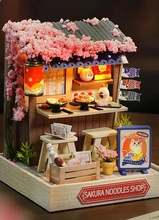 Книжковий нук-конструктор 3d «sakura noodles shop» своїми руками з led-підсвіткою — book nook room box / diy міні румбокс