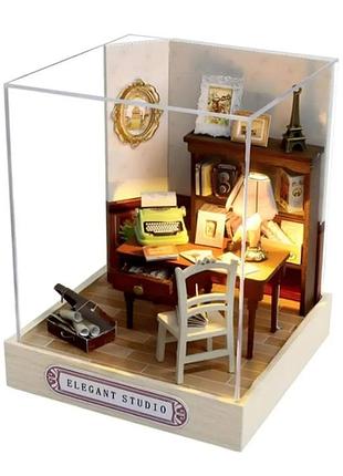 Книжковий нук-конструктор 3d «елегантна студія» з led-підсвіткою — румбокс 3d diy / ляльковий будинок конструктор corner of