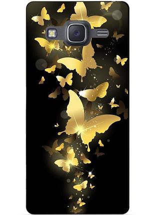 Чохол силіконовий бампер для samsung j7 galaxy j700 з малюнком золоті метелики