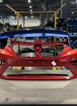 Бампер передній renault logan 2/sandero 2 2018-2024 (червоний) — новий, пофарбований у колір кузова