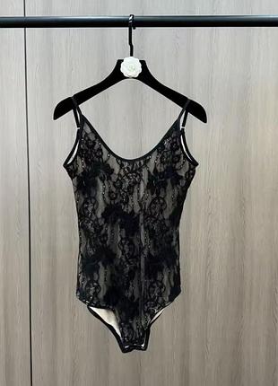 Боді на брителях мереживне бежеве, чорне zara в стилі y2k з відкритою спинкою, боди-топ кружевной бежевый черный