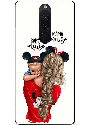 Силиконовый бампер чехол для xiaomi redmi 8 с рисунком мама и малыш
