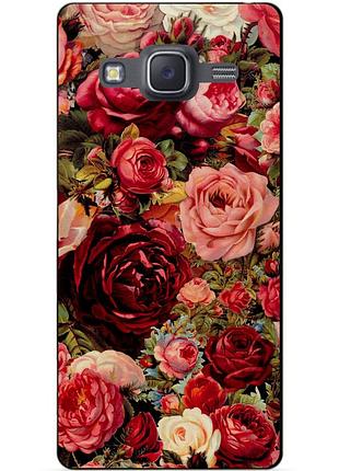 Чехол силиконовый бампер для samsung j7 galaxy j700 с рисунком красные розы