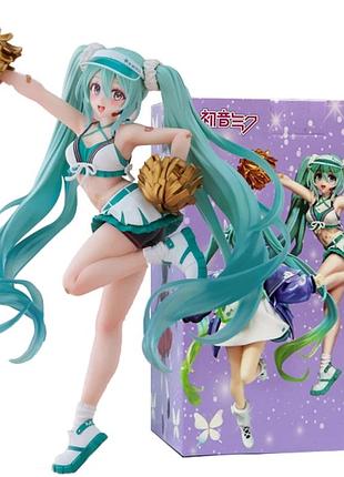 Фигурка коллекционная hatsune miku cheerleader / хацунэ мику чирлидер – аниме фигурка vocaloid с подставкой, 19 см