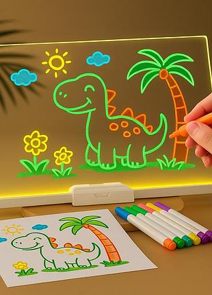 Прозрачная led доска 20×30 см с usb подсветкой и комплектом маркеров, творческая панель