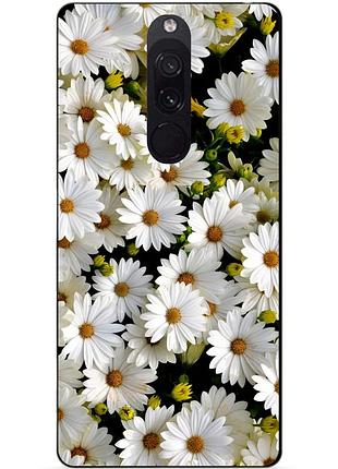 Силиконовый бампер чехол для xiaomi redmi 8 с рисунком ромашки