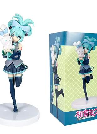 Коллекционная аниме фигурка статуэтка hatsune miku x cinnamoroll с кроликом, collection figure anime vocaloid 21см