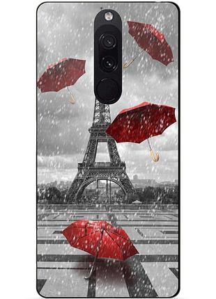 Силиконовый чехол бампер для xiaomi redmi 8 с рисунком дождь в париже