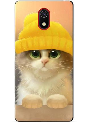 Силиконовый бампер чехол для xiaomi redmi 8a с рисунком котик в шапочке