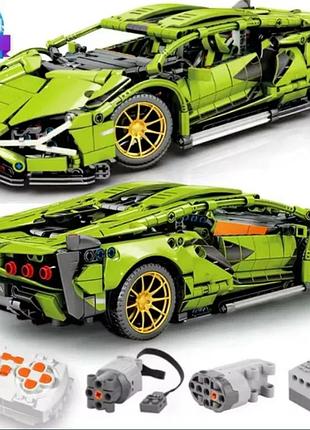 Машинка конструктор на пульте управления + подсветка lamborghini 1:14