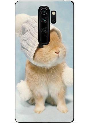 Бампер силиконовый чехол для xiaomi redmi note 8 pro с рисунком зайка в шапке