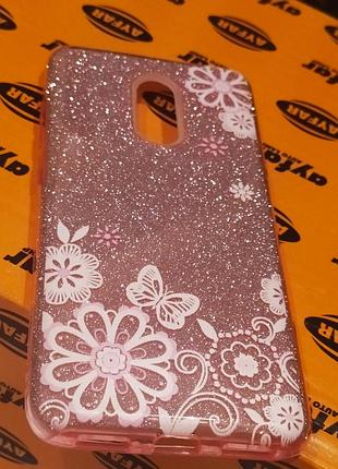 Чохол накладка fashion квіти xiaomi redmi 5 стильні блискітки