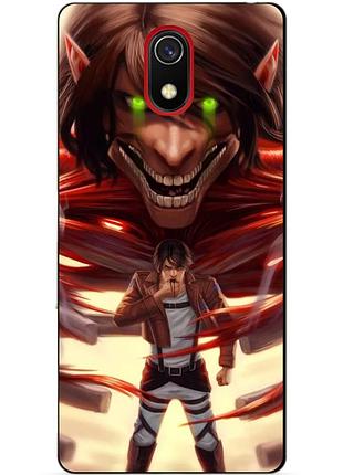 Силиконовый бампер чехол для xiaomi redmi 8a с аниме attack on titan