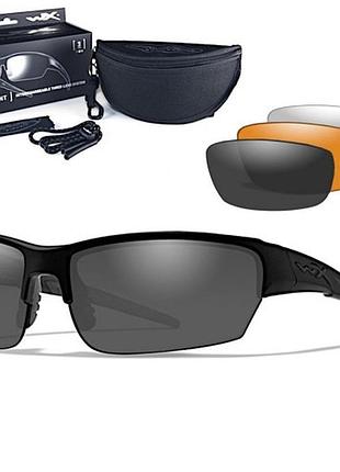 Армейские очки wiley x wx saint matte black/ grey + clear + light rust - chsai06