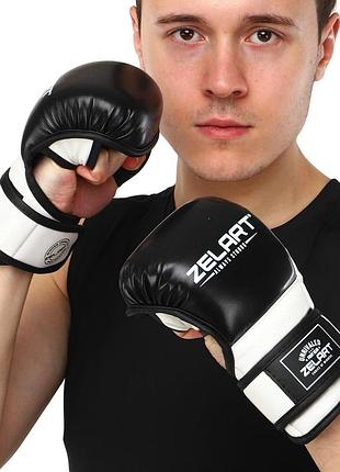Перчатки крабы спаринговые для mma s-xl цвета в ассортименте черно-белый, l