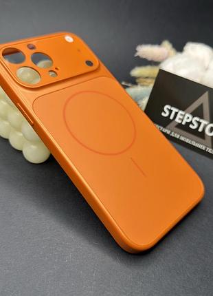 Чохол для iphone 14 pro з magsafe і лінзами на камеру скляний матовий glass acrylic case