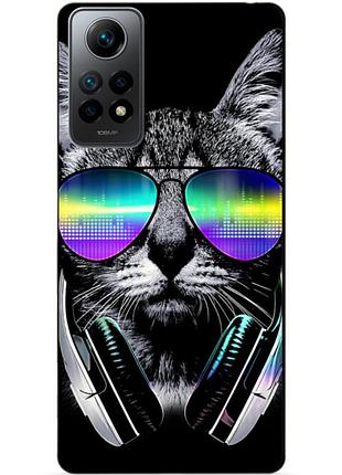 Силиконовый бампер чехол для xiaomi redmi note 12 pro с рисунком кот в очках