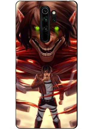 Силиконовый бампер чехол для xiaomi redmi note 8 pro с аниме attack on titan