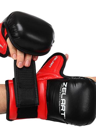 Перчатки крабы спаринговые для mma s-xl цвета в ассортименте черно-красный, xl