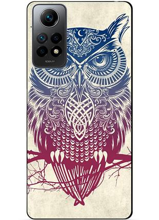 Силиконовый бампер чехол для xiaomi redmi note 12 pro с рисунком сова