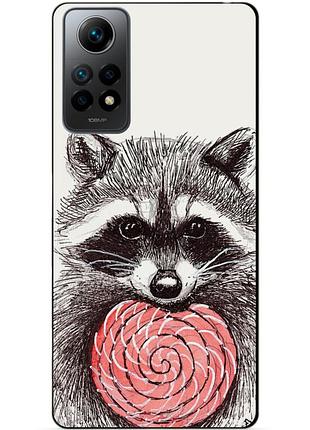 Силиконовый бампер чехол для xiaomi redmi note 12 pro с рисунком енот