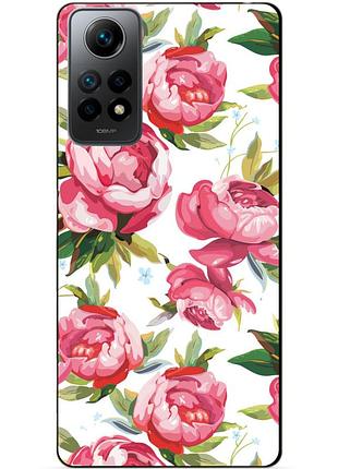 Силиконовый бампер чехол для xiaomi redmi note 12 pro с рисунком пионы