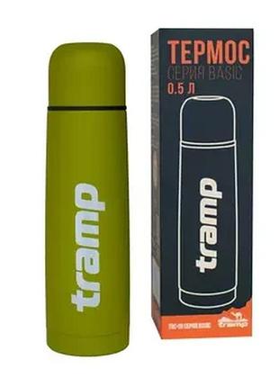 Термос tramp basic олива 0,5л trc-111, нержавіюча сталь, для напоїв, компактний, легкий
