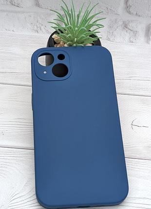 Чохол silicone case box для apple iphone 13 бампер з мікрофіброю синій (без лого)