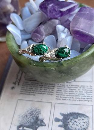 Серебряные серьги с натуральным малышом