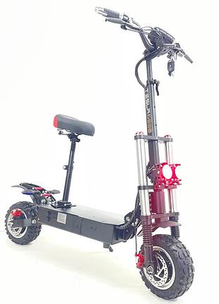 Двухмоторный электросамокат tesla с сиденьем 6000 (6000w, 60v, 36ah) черный nfc kart new