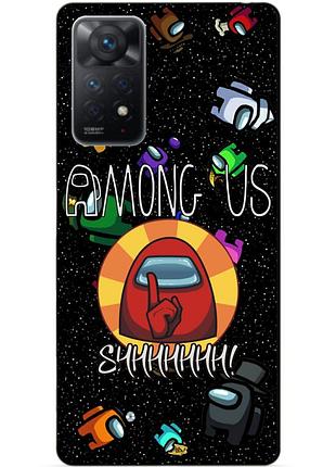 Силиконовый бампер чехол для xiaomi redmi note 11 pro с рисунком among us
