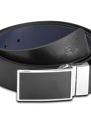 Ремень мужской кожаный semi line black/blue (p8234-0 m)