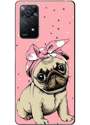 Силиконовый бампер чехол для xiaomi redmi note 11 pro с картинкой мопс