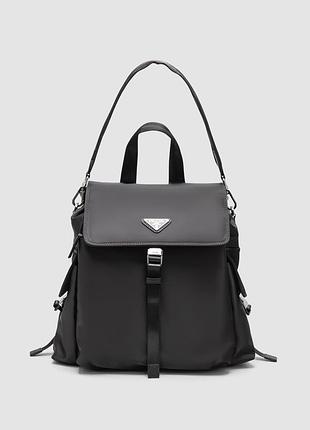 Рюкзак prada explore re-nylon and leather backpack black