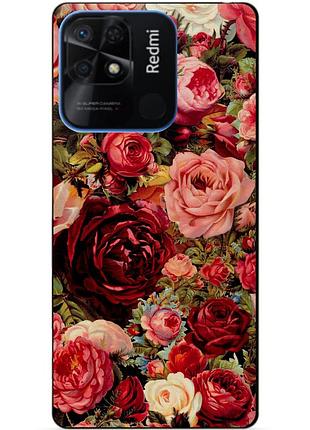 Силиконовий бампер чехол для xiaomi redmi 10c з рисунком червоні рози