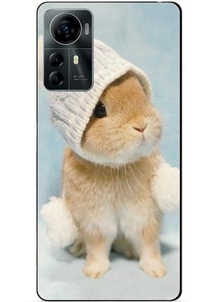 Силіконовий чохол бампер для zte blade a72s з малюнком зайчик у шапці