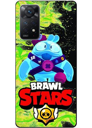 Силиконовый бампер чехол для xiaomi redmi note 11 pro с героем бравл силовая лига нокаут скуик